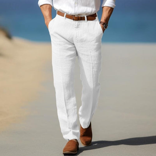 BRUNEL PARIS | PANTALON HOMME LUXE EN LIN PREMIUM (AVEC PASSANTS POUR CEINTURE)