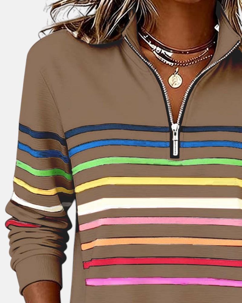 BRUNEL PARIS | PULL RAYÉ À FERMETURE ÉCLAIR POUR FEMMES