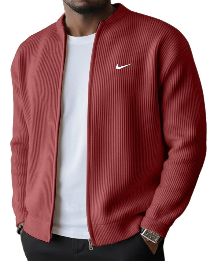 BRUNEL PARIS | Veste Zippée Côtelée Homme, Col Montant Stretch