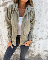 BRUNEL PARIS | VESTE À CAPUCHE EN VELOURS CÔTELÉ POUR FEMME