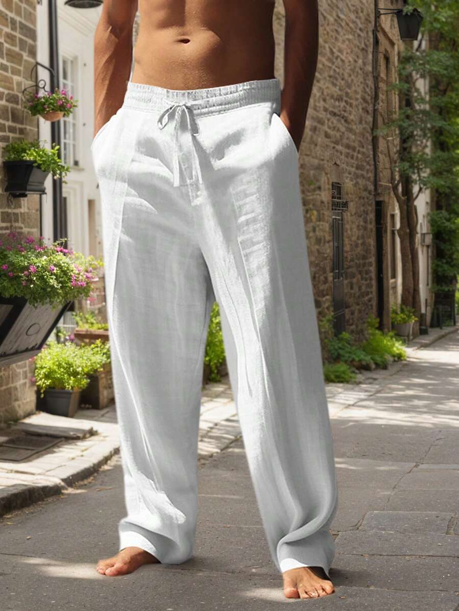 BRUNEL PARIS | PANTALON LÉGER EN LIN AVEC CORDON