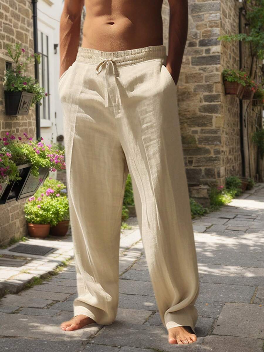 BRUNEL PARIS | PANTALON LÉGER EN LIN AVEC CORDON