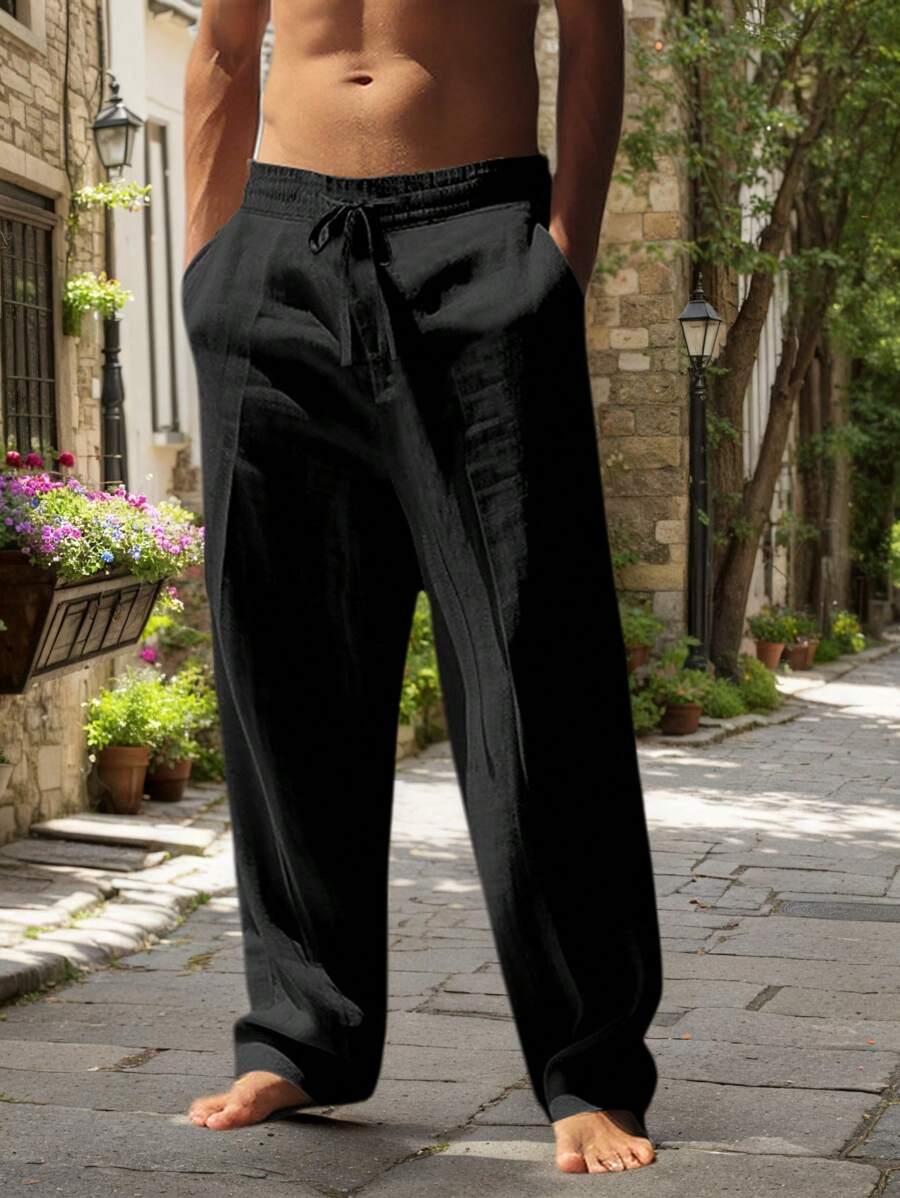 BRUNEL PARIS | PANTALON LÉGER EN LIN AVEC CORDON