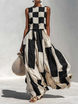 BRUNEL PARIS | Robe Maxi sans Manches avec Panneau Contrastant