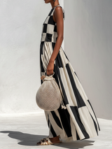 BRUNEL PARIS | Robe Maxi sans Manches avec Panneau Contrastant