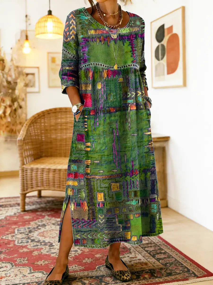 BRUNEL PARIS | Robe en Denim avec Patchwork Ethnique