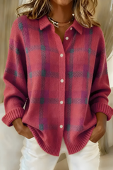 BRUNEL PARIS | Cardigan Anna Femme — Maille Douce à Carreaux d'Automne