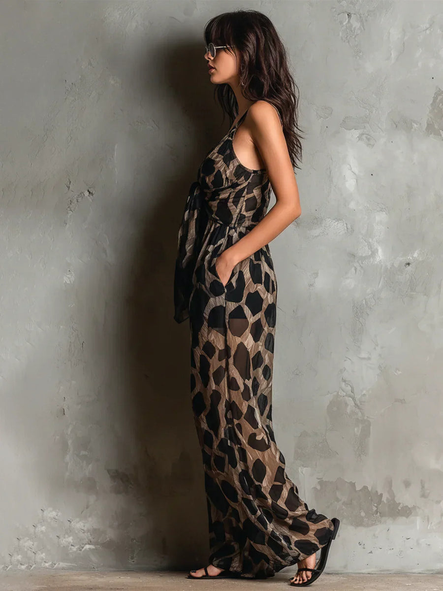 BRUNEL PARIS | Combinaison imprimé animal avec encolure halter