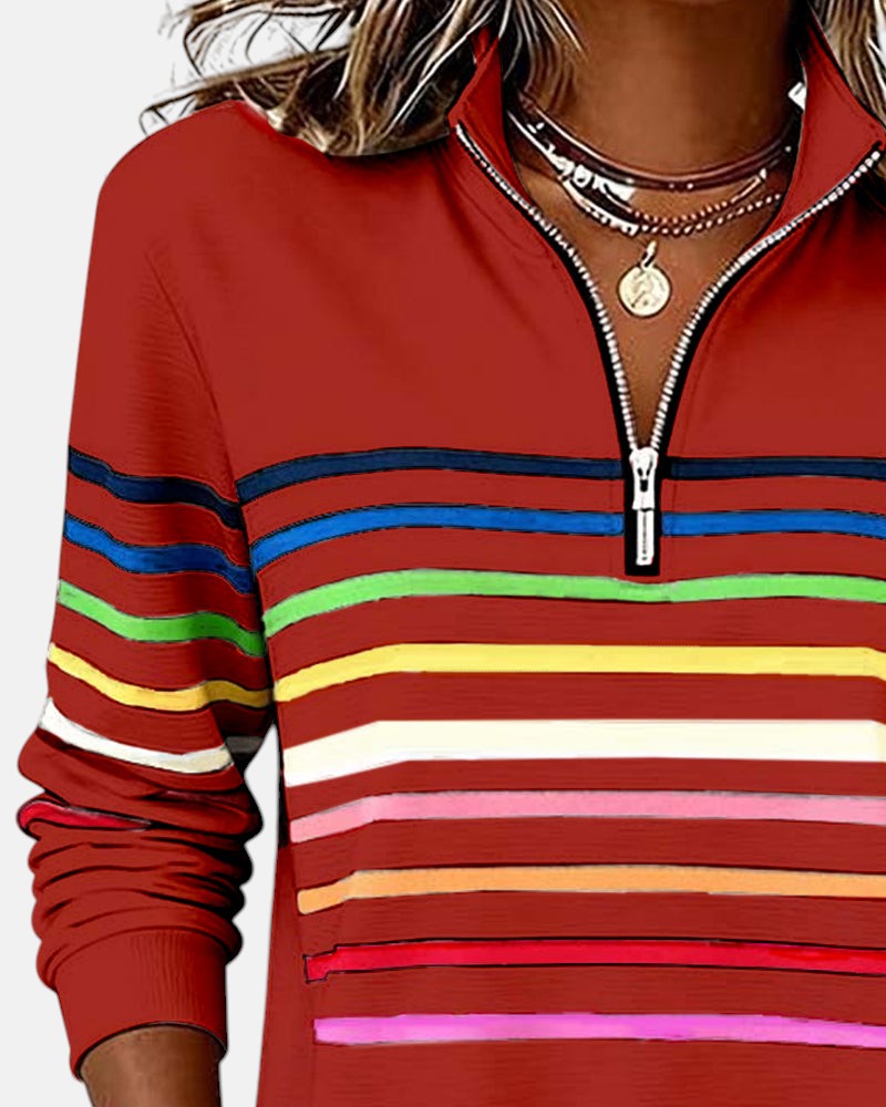 BRUNEL PARIS | PULL RAYÉ À FERMETURE ÉCLAIR POUR FEMMES