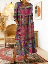 BRUNEL PARIS | Robe en Denim avec Patchwork Ethnique