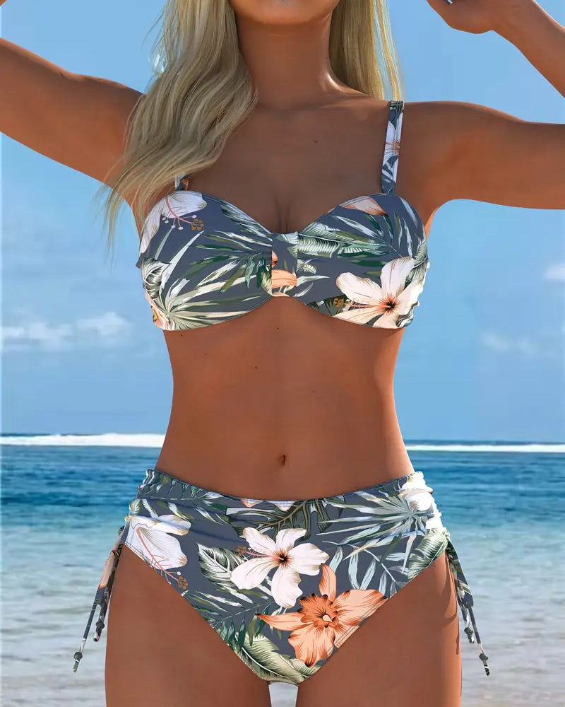 ENSEMBLE TANKINI IMPRIMÉ TROPICAL POUR FEMME