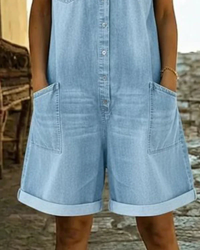 BRUNEL PARIS | Combinaison en jean avec boutonnage frontal