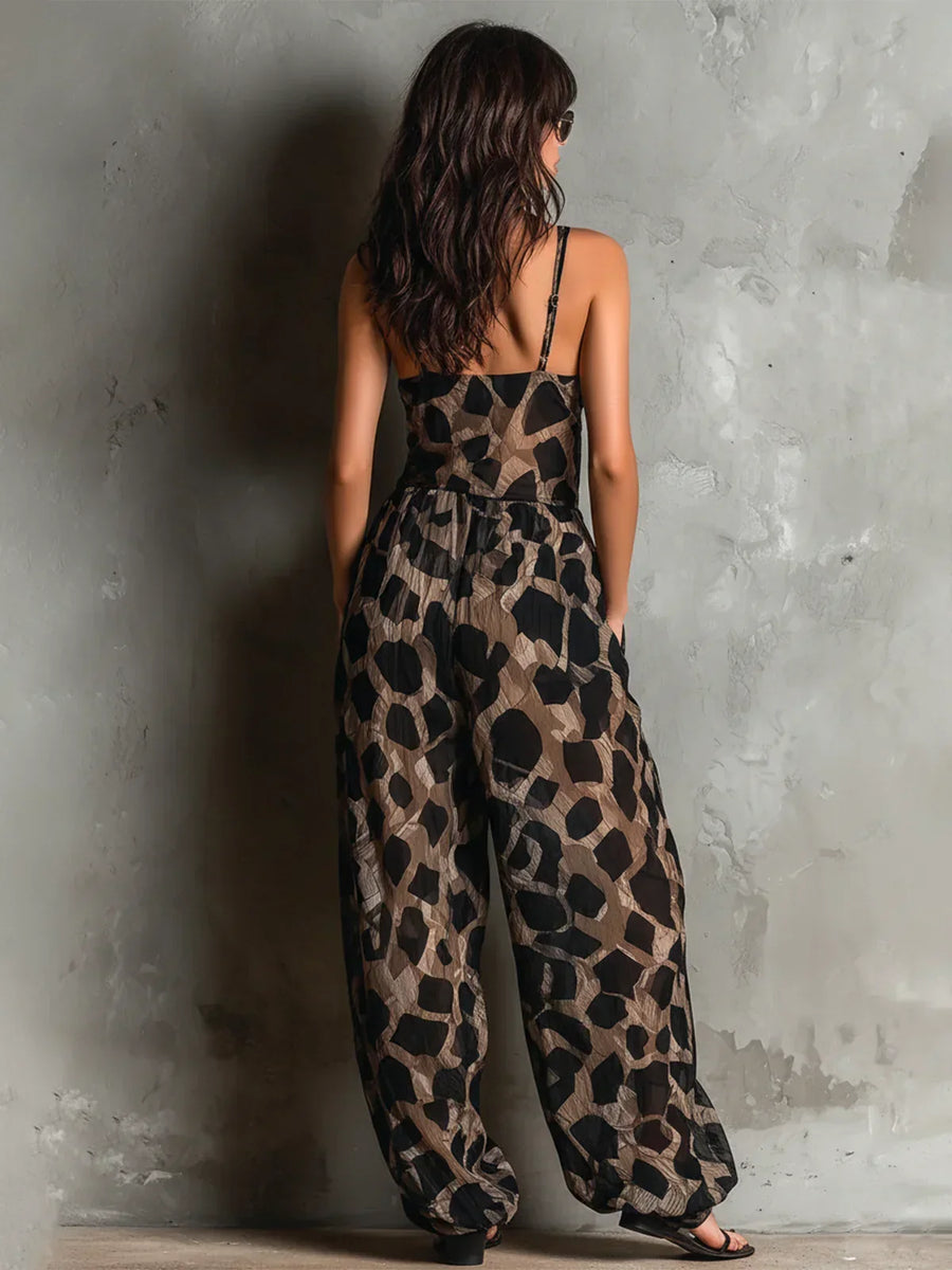 BRUNEL PARIS | Combinaison imprimé animal avec encolure halter