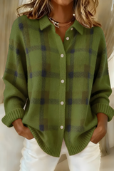 BRUNEL PARIS | Cardigan Anna Femme — Maille Douce à Carreaux d'Automne