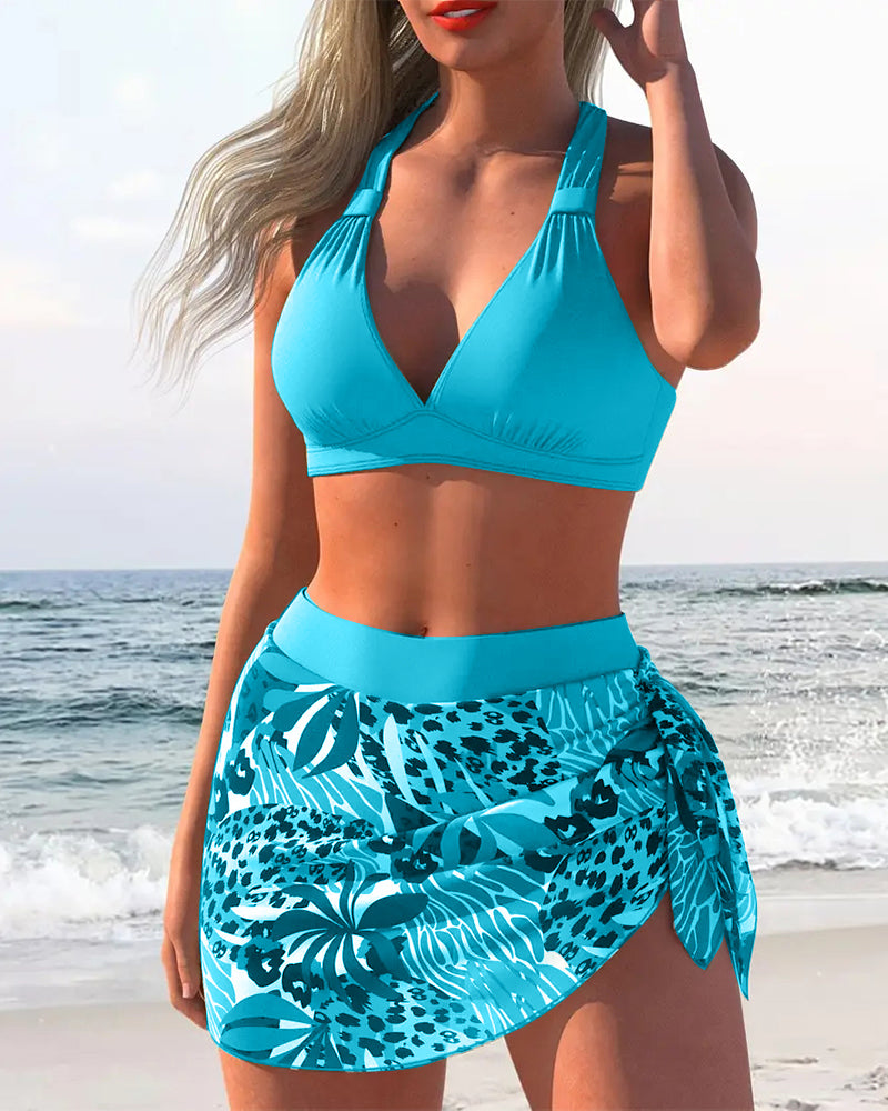 ENSEMBLE TANKINI IMPRIMÉ VERT POUR FEMME