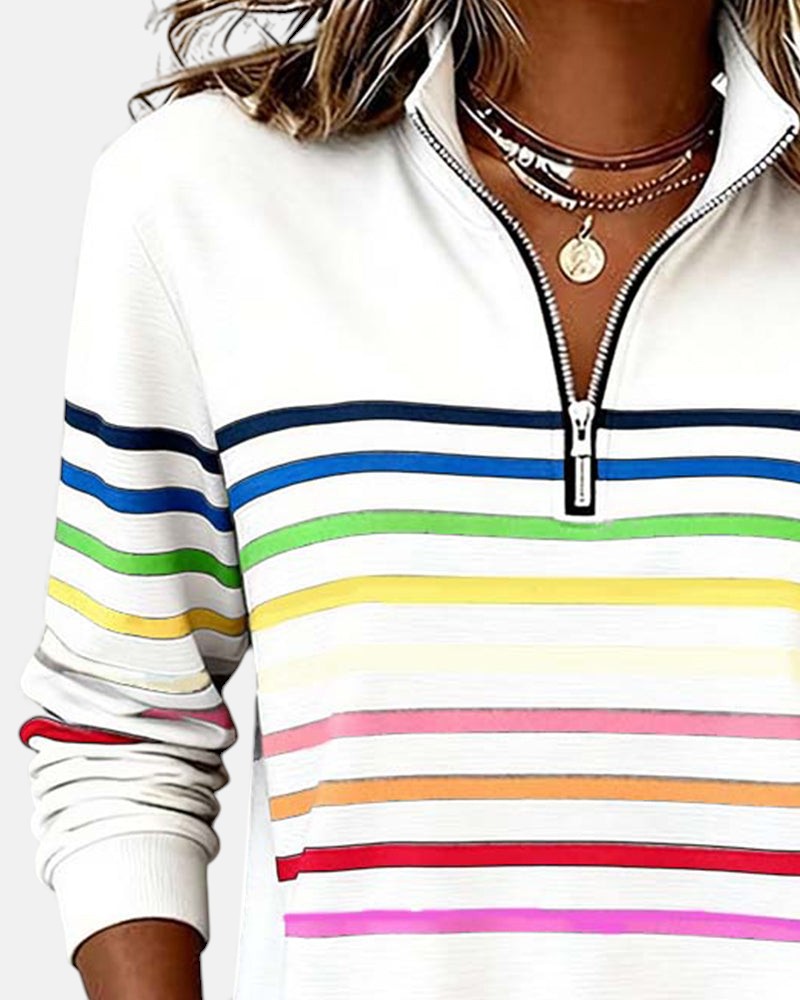 BRUNEL PARIS | PULL RAYÉ À FERMETURE ÉCLAIR POUR FEMMES