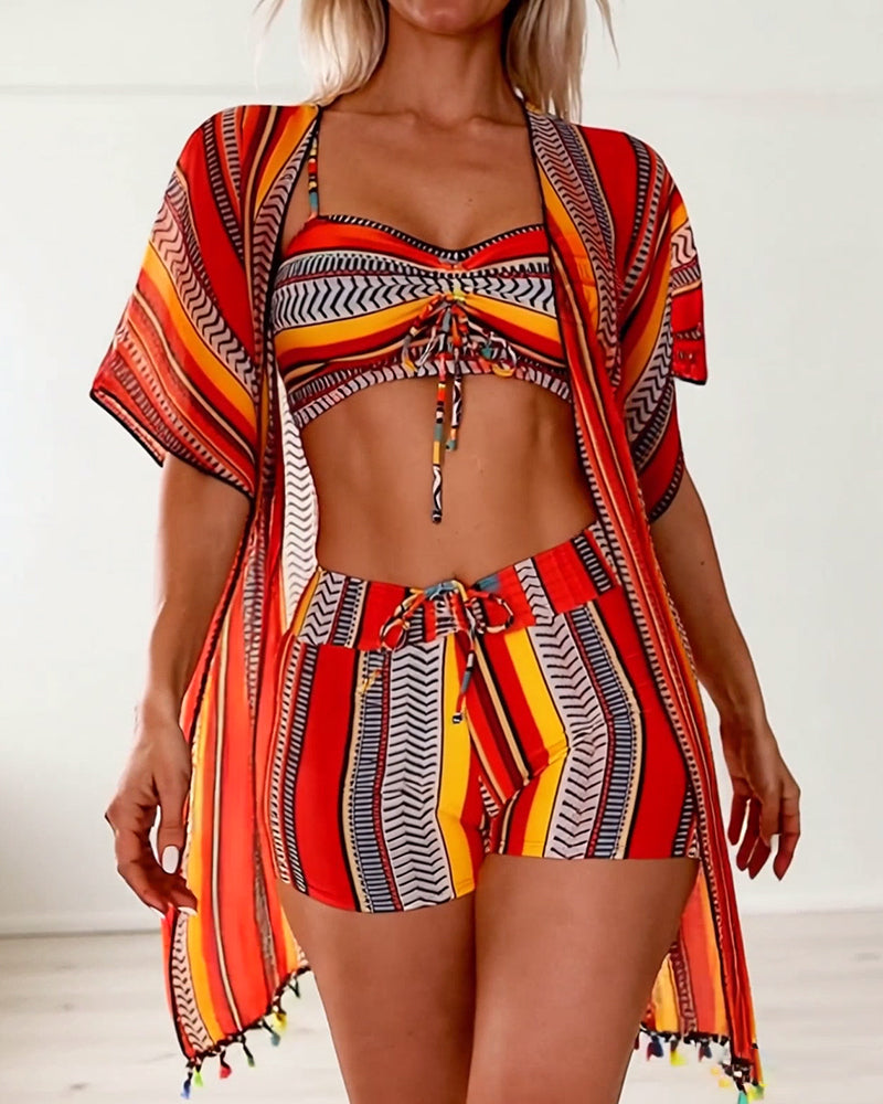 ENSEMBLE TANKINI IMPRIMÉ AVEC COUVRANT POUR FEMME
