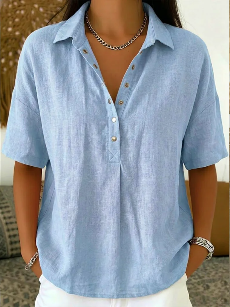 BRUNEL PARIS | BLOUSE À COL EN V AVEC BOUTONS POUR FEMMES