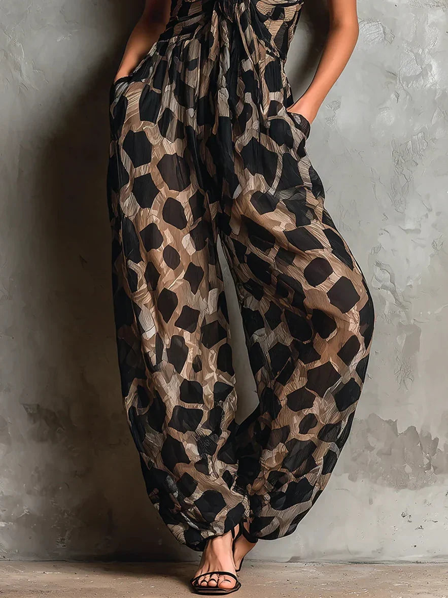 BRUNEL PARIS | Combinaison imprimé animal avec encolure halter
