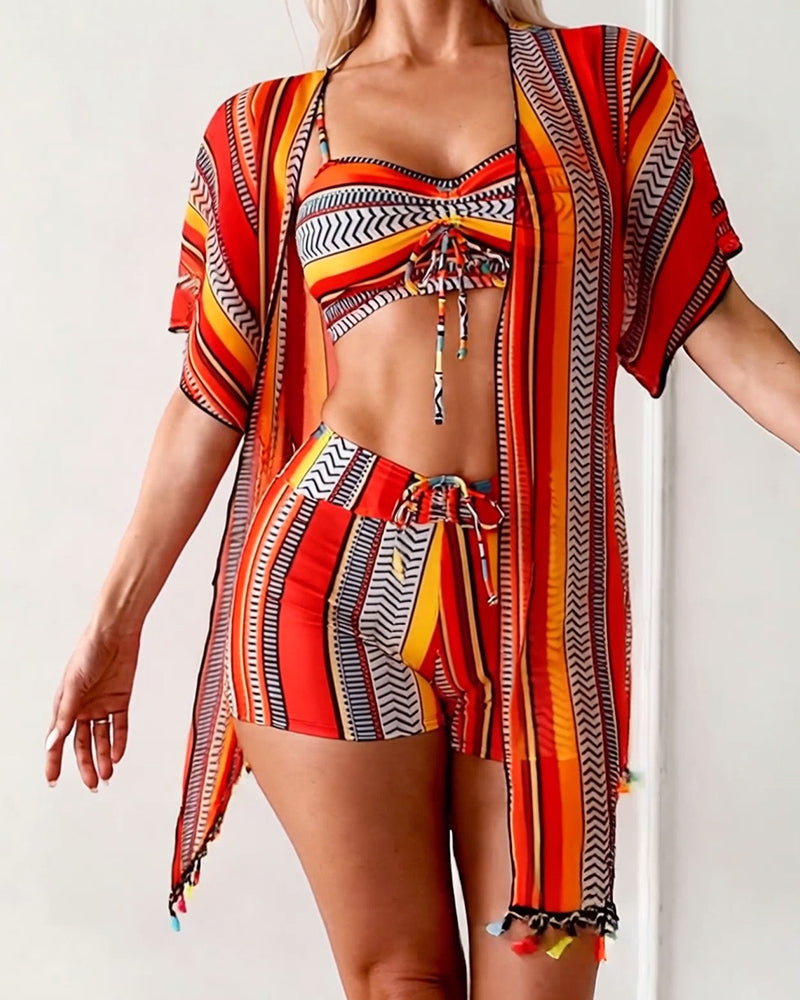 ENSEMBLE TANKINI IMPRIMÉ AVEC COUVRANT POUR FEMME