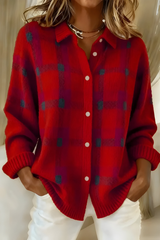 BRUNEL PARIS | Cardigan Anna Femme — Maille Douce à Carreaux d'Automne