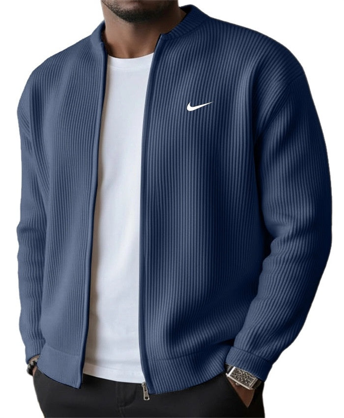 BRUNEL PARIS | Veste Zippée Côtelée Homme, Col Montant Stretch