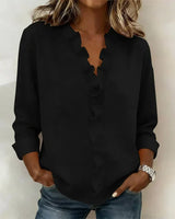 BRUNEL PARIS | BLOUSE À COL VOLANTÉ EN V POUR FEMMES
