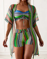 ENSEMBLE TANKINI IMPRIMÉ AVEC COUVRANT POUR FEMME