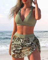 ENSEMBLE TANKINI IMPRIMÉ VERT POUR FEMME