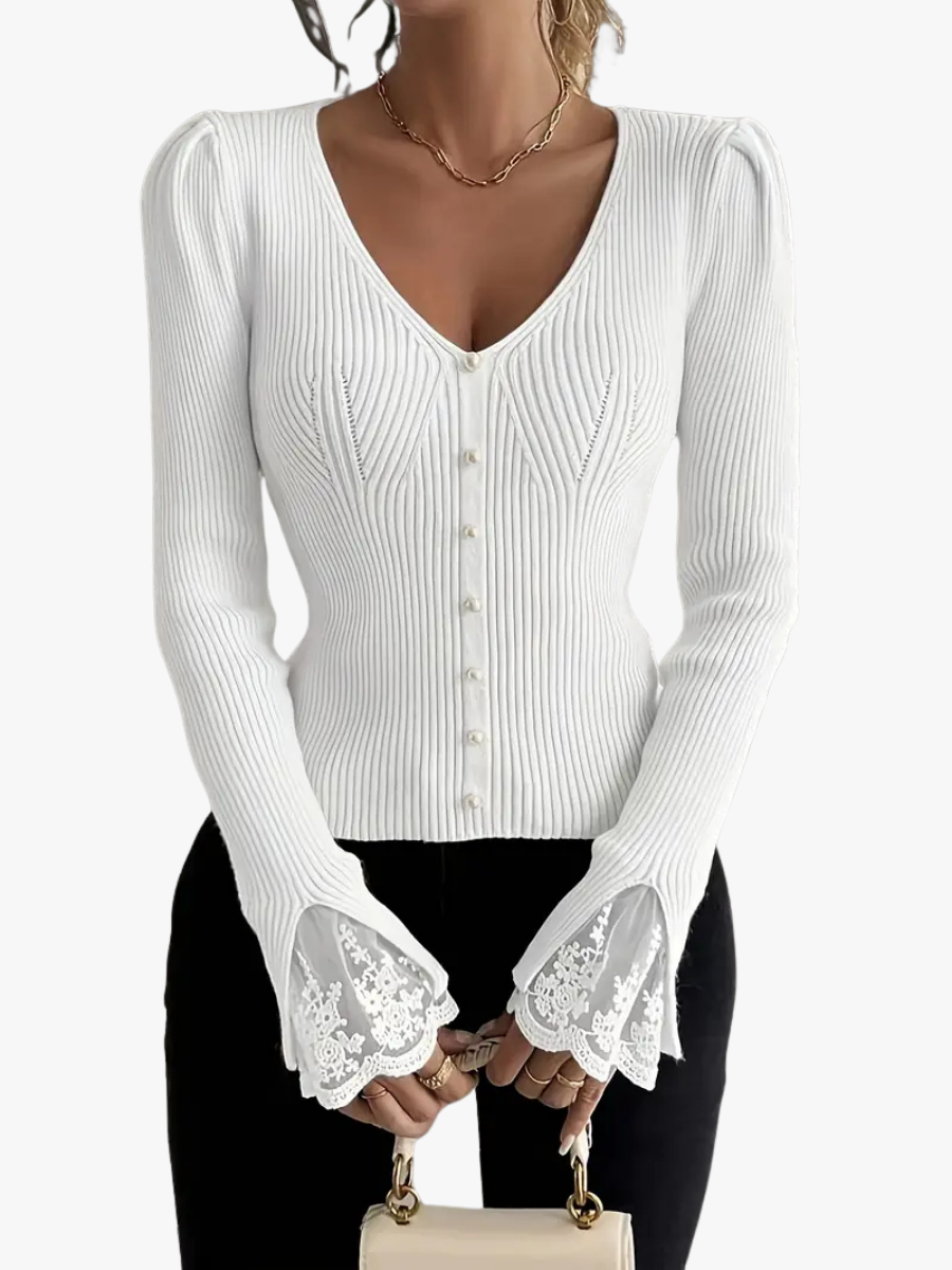 BRUNEL PARIS | PULL À COL EN V ET CÔTES POUR FEMMES