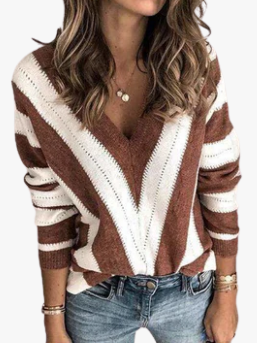 BRUNEL PARIS | PULL RAYÉ COL V POUR FEMMES