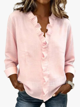 BRUNEL PARIS | BLOUSE À COL VOLANTÉ EN V POUR FEMMES