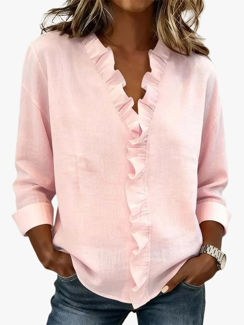 BRUNEL PARIS | BLOUSE À COL VOLANTÉ EN V POUR FEMMES