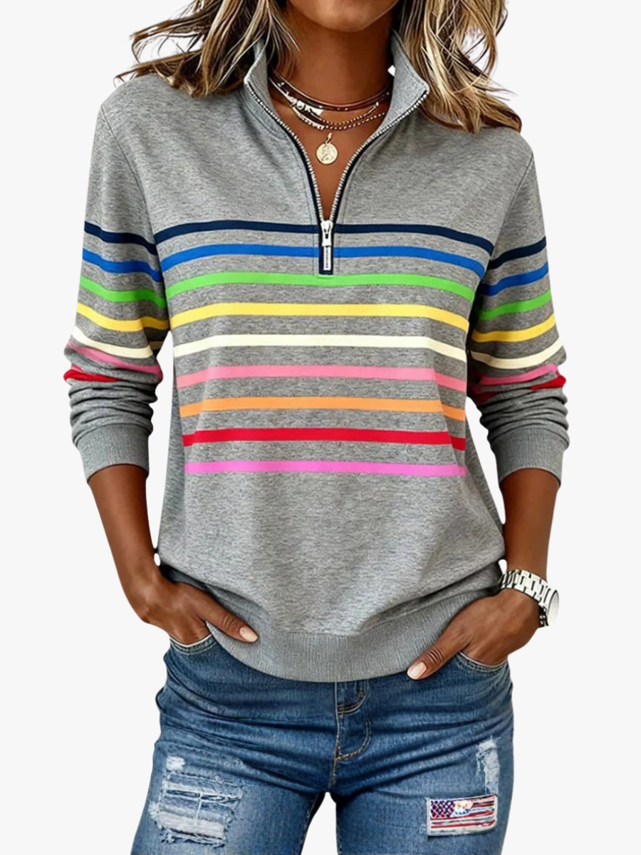 BRUNEL PARIS | PULL RAYÉ À FERMETURE ÉCLAIR POUR FEMMES