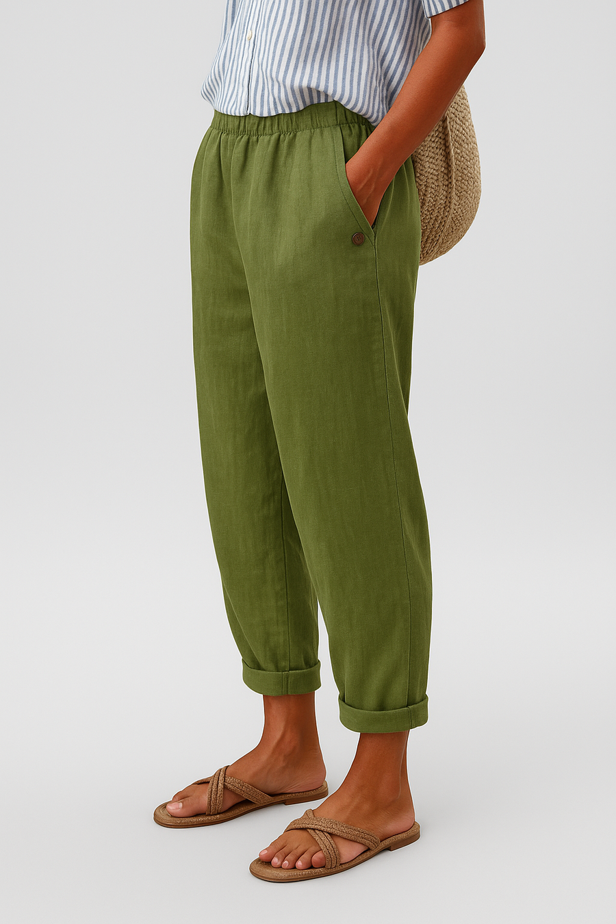 BRUNEL PARIS | PANTALON FUSELÉ EN LIN MÉLANGÉ POUR FEMMES