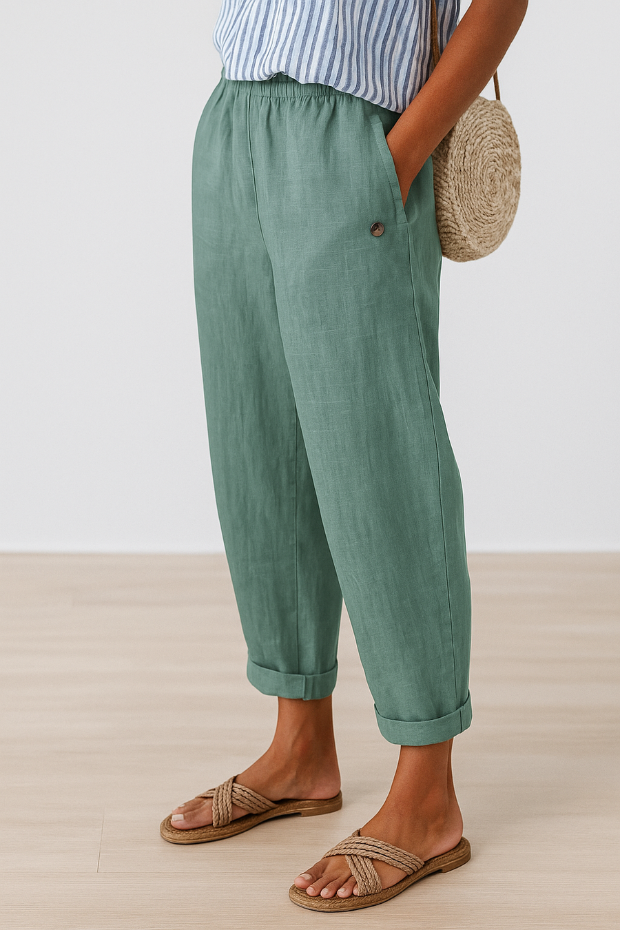 BRUNEL PARIS | PANTALON FUSELÉ EN LIN MÉLANGÉ POUR FEMMES