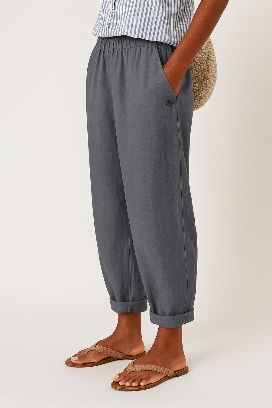 BRUNEL PARIS | PANTALON FUSELÉ EN LIN MÉLANGÉ POUR FEMMES
