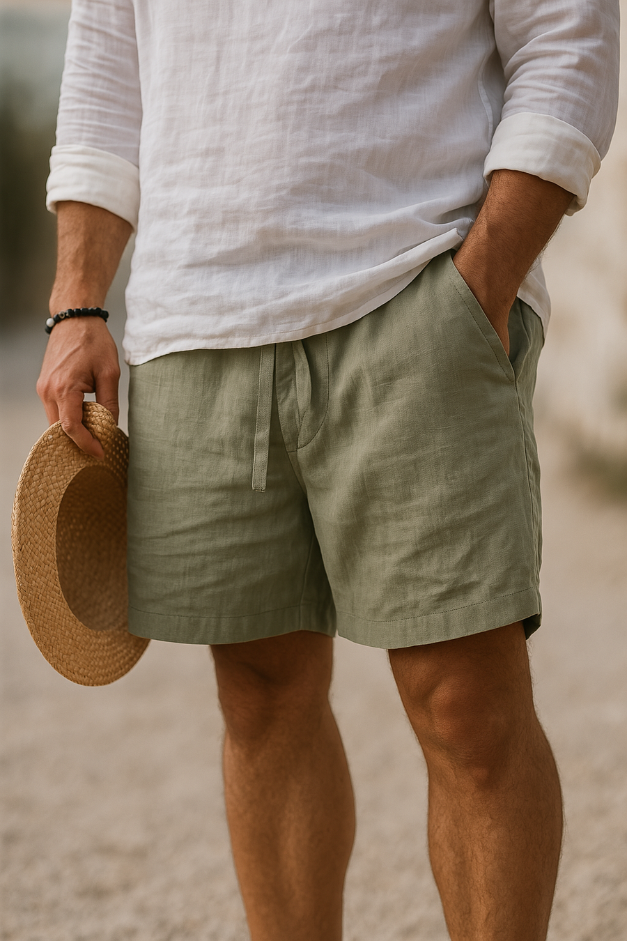 BRUNEL PARIS | Short en Lin Élégant à Ceinture Élastique