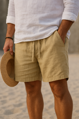 BRUNEL PARIS | Short en Lin Élégant à Ceinture Élastique