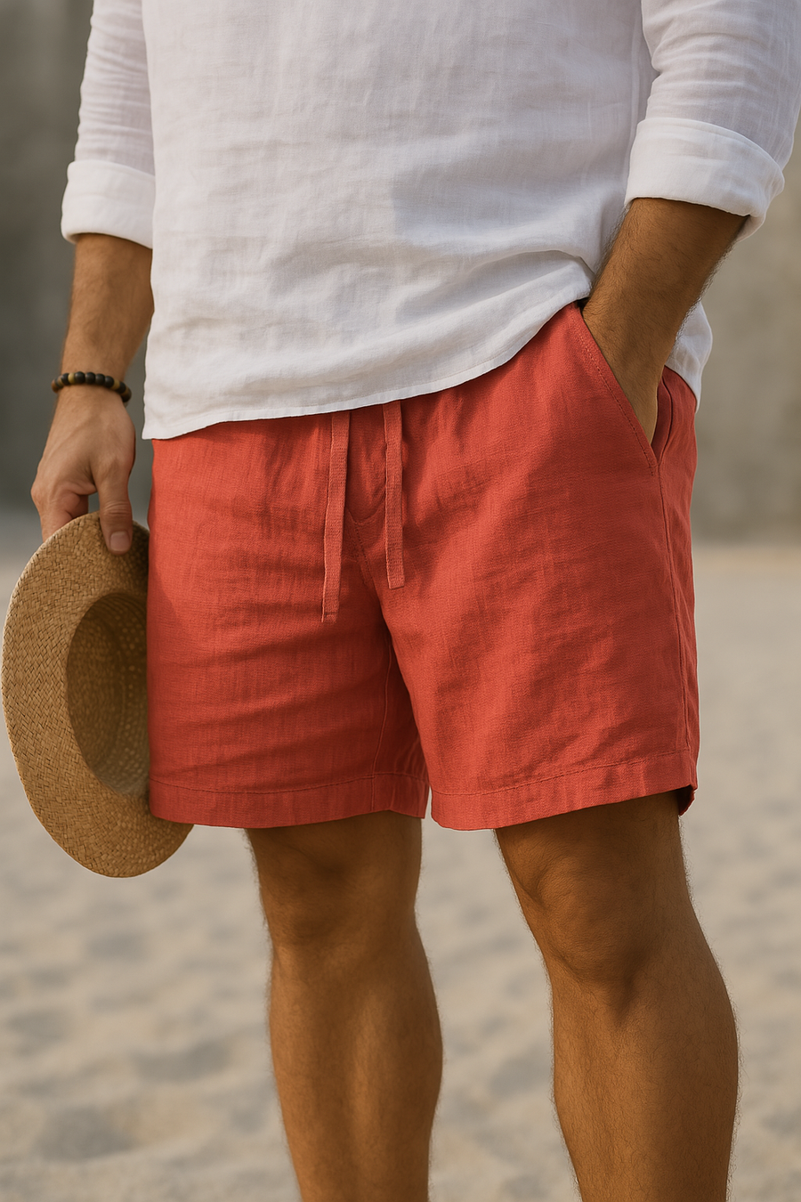 BRUNEL PARIS | Short en Lin Élégant à Ceinture Élastique