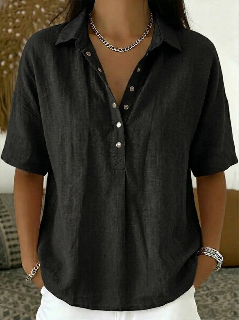 BRUNEL PARIS | BLOUSE À COL EN V AVEC BOUTONS POUR FEMMES