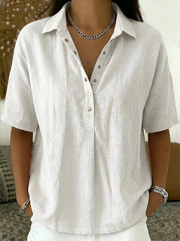 BRUNEL PARIS | BLOUSE À COL EN V AVEC BOUTONS POUR FEMMES
