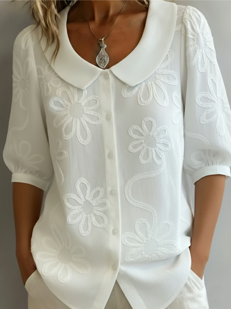 BRUNEL PARIS | BLOUSE FLORALE COL ROND POUR FEMMES