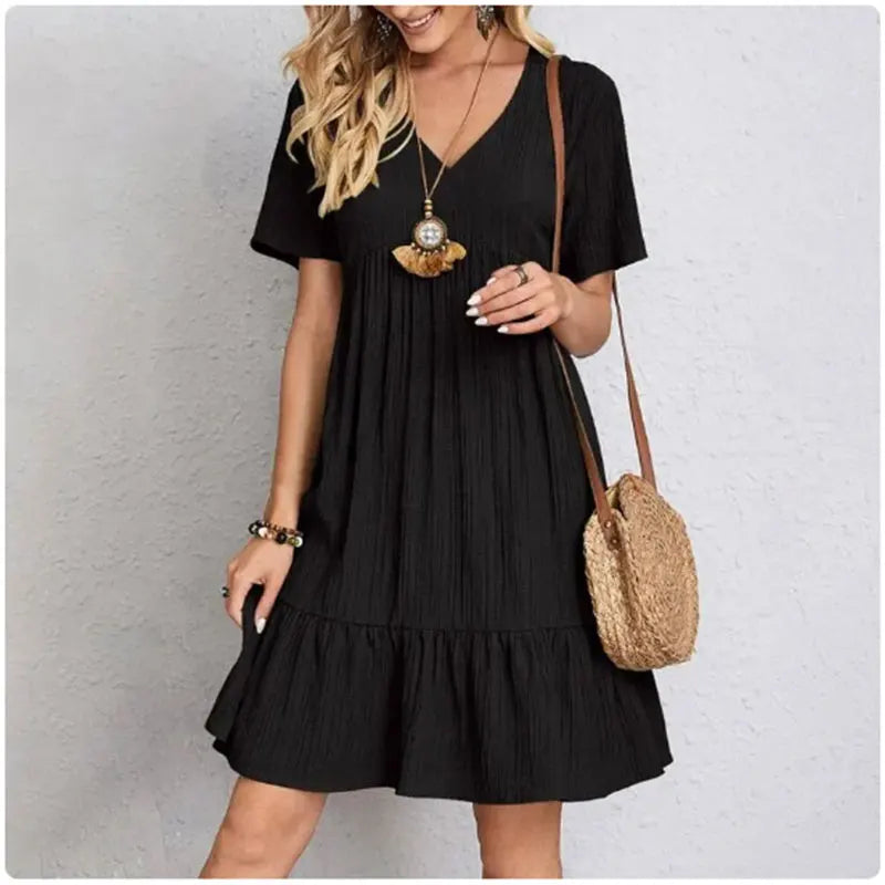 BRUNEL PARIS | ROBE D'ÉTÉ ÉLÉGANTE À MANCHES COURTES POUR FEMME