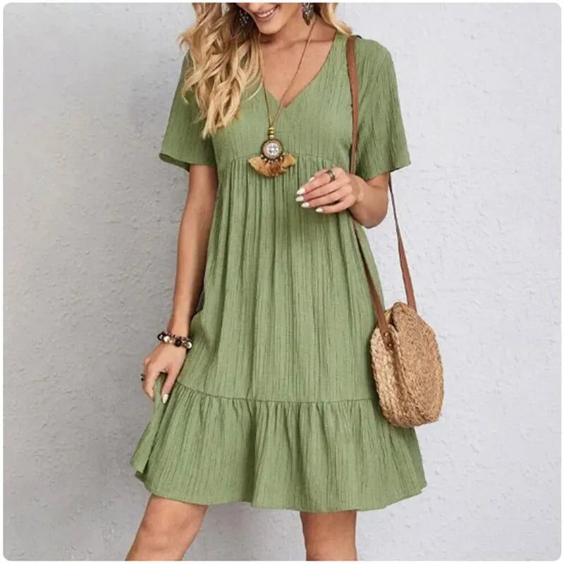 BRUNEL PARIS | ROBE D'ÉTÉ ÉLÉGANTE À MANCHES COURTES POUR FEMME