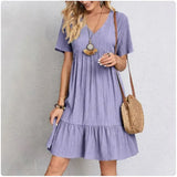 BRUNEL PARIS | ROBE D'ÉTÉ ÉLÉGANTE À MANCHES COURTES POUR FEMME