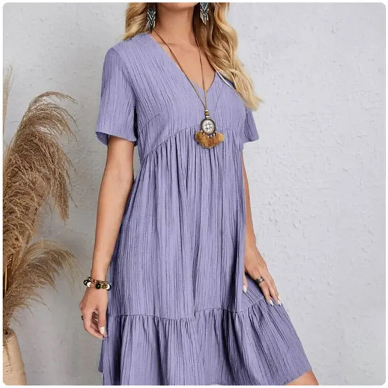 BRUNEL PARIS | ROBE D'ÉTÉ ÉLÉGANTE À MANCHES COURTES POUR FEMME