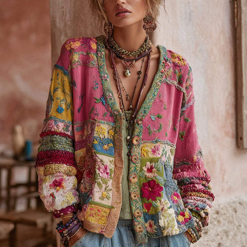 BRUNEL PARIS | GILET EN PATCHWORK FLORAL POUR FEMMES