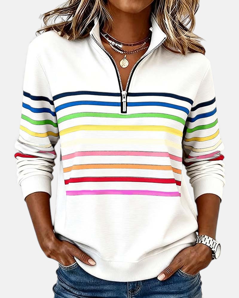 BRUNEL PARIS | PULL RAYÉ À FERMETURE ÉCLAIR POUR FEMMES