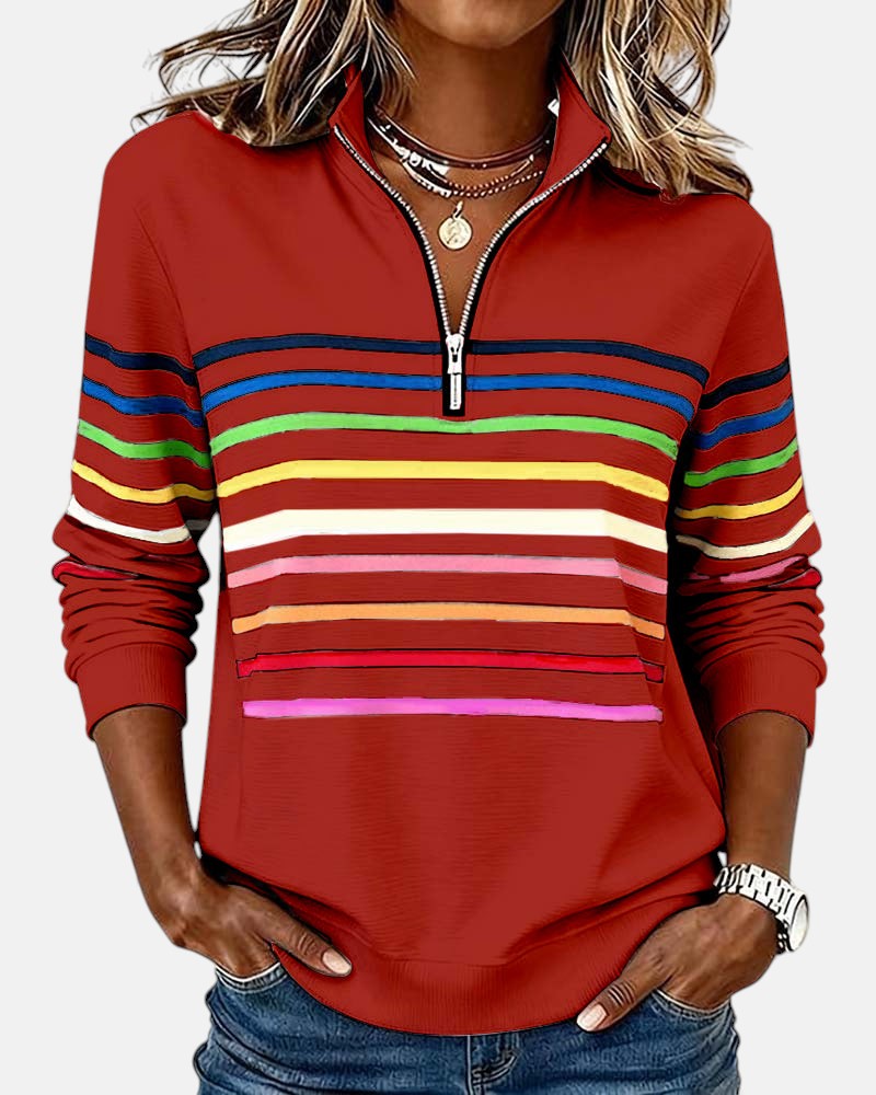 BRUNEL PARIS | PULL RAYÉ À FERMETURE ÉCLAIR POUR FEMMES